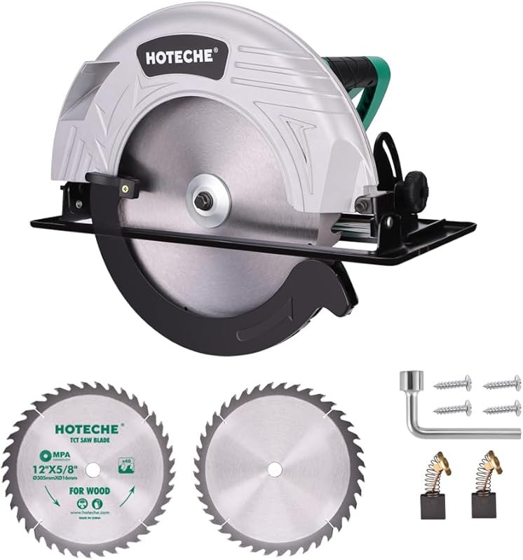 Hoteche 12-Inch Portable Table Saw with Blade, Compact Desktop Use, 4-