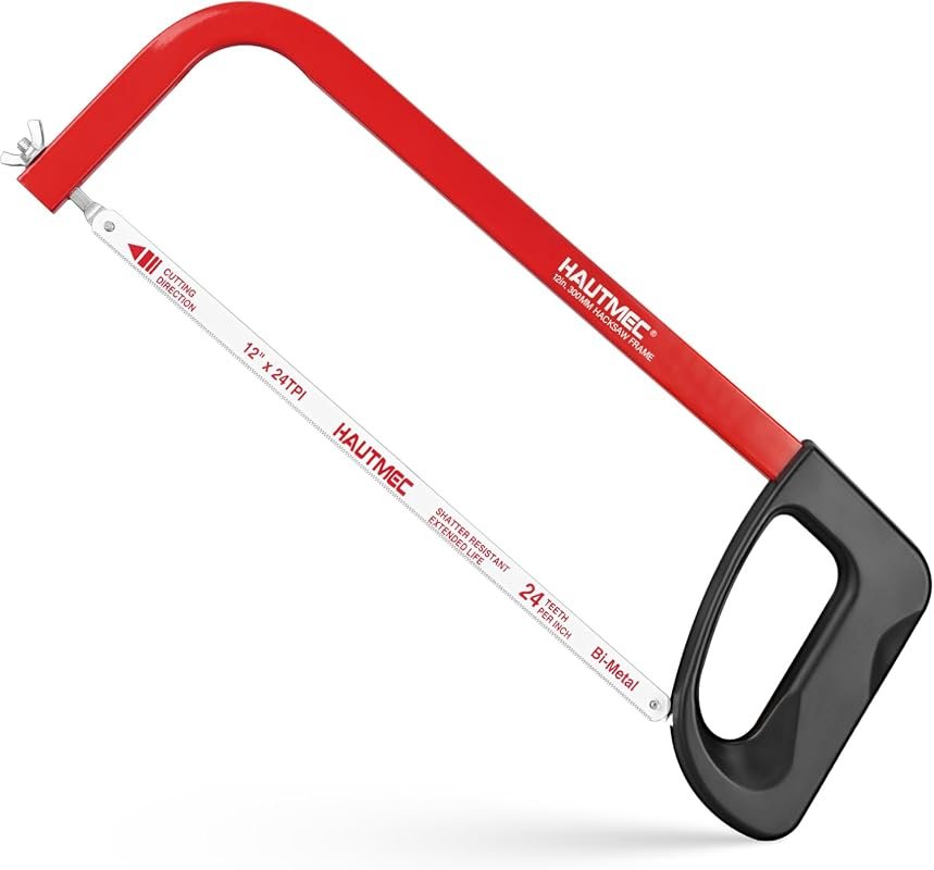 HAUTMEC 12-Inch High Tension Hacksaw Frame with 24 TPI Bi-Metal HSS Bl