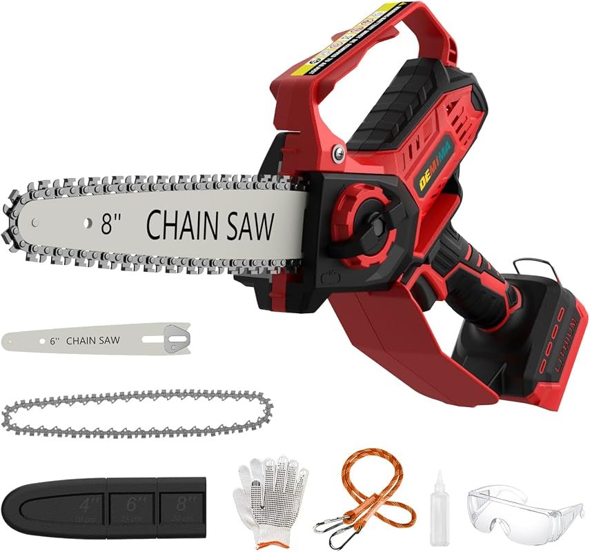 2-in-1 Cordless Mini Chainsaw for Milwaukee Battery, 8-Inch/6-Inch, Br