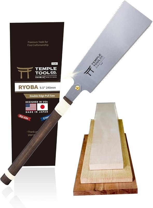 Temple Tool Co. Japanese Ryoba Pull Saw, 9.5-Inch Double-Edge for Dove