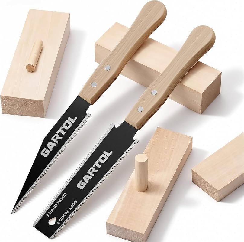 GARTOL 2-Piece Japanese Pull Saw Set with SK5 Flexible Blade and Woode