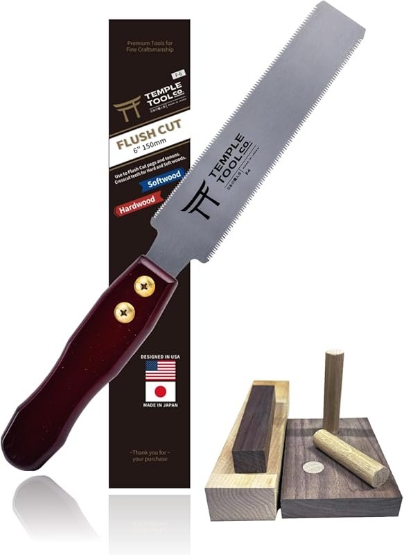 Temple Tool Co. 6-Inch Japanese Flush Cut Pull Saw for Dowels and Pegs