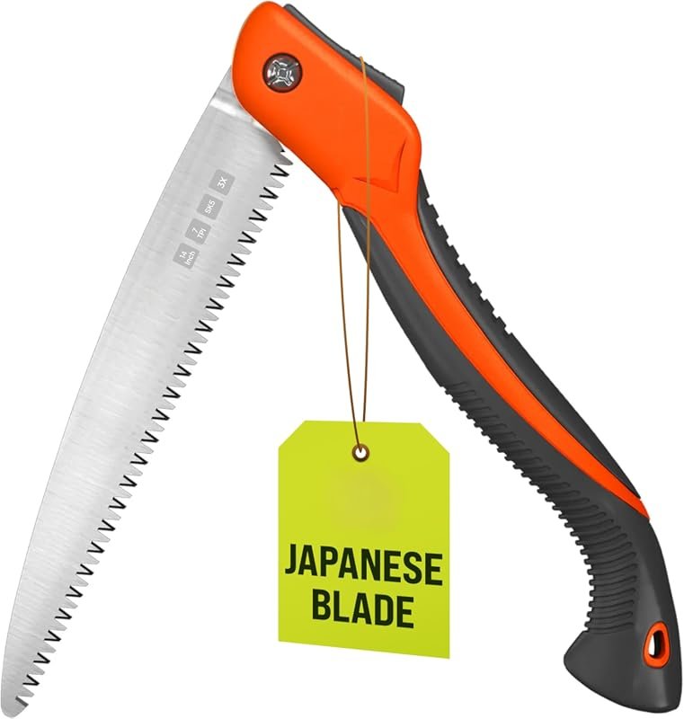11-Inch Folding Camping Saw with SK5 Triple-Cut Blade for Pruning and
