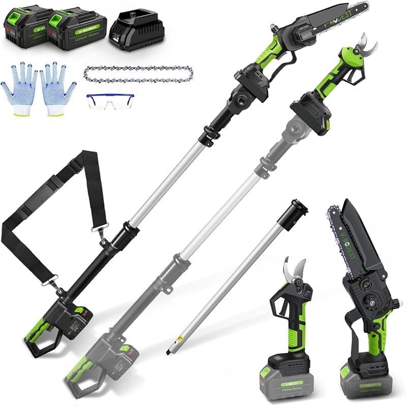 4-in-1 Cordless Pole Saw and Electric Pruning Shears with 15ft Extensi