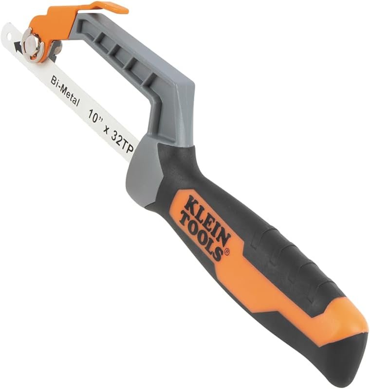 Klein Tools 31432FC Mini Finish-Cut Hacksaw with 10-Inch Bi-Metal Blad