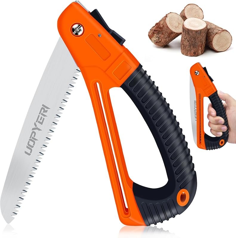 8-Inch Folding Hand Saw with Safety Guard and Triple-Cut Razor Teeth
