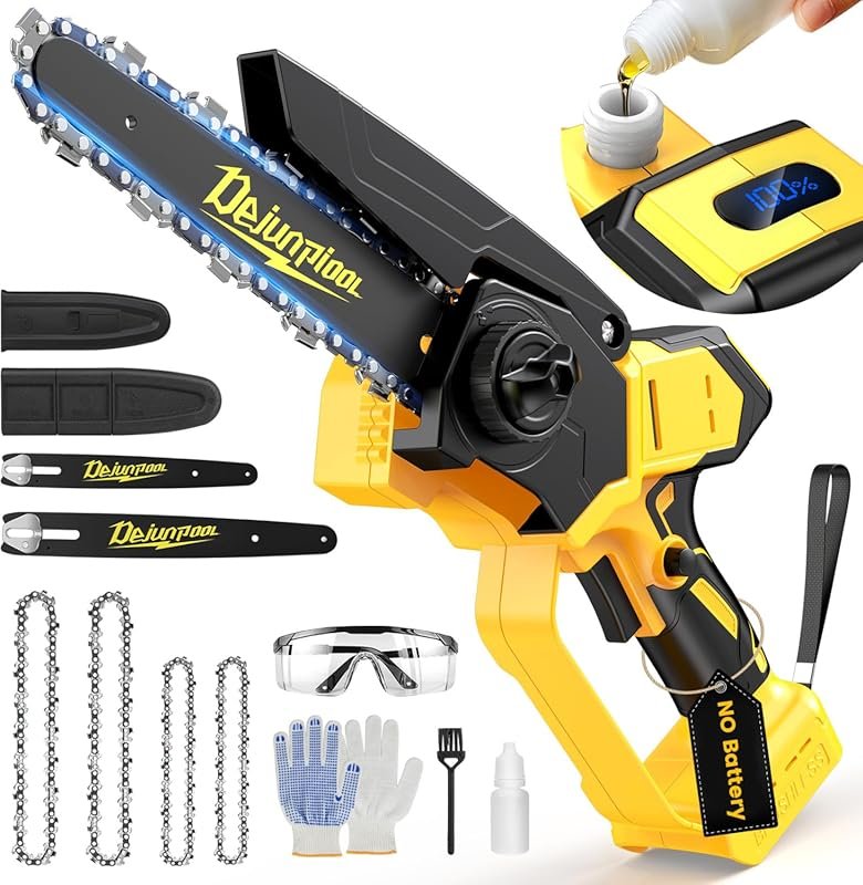 Cordless Mini Chainsaw for Dewalt 20V MAX with Brushless Motor and Aut