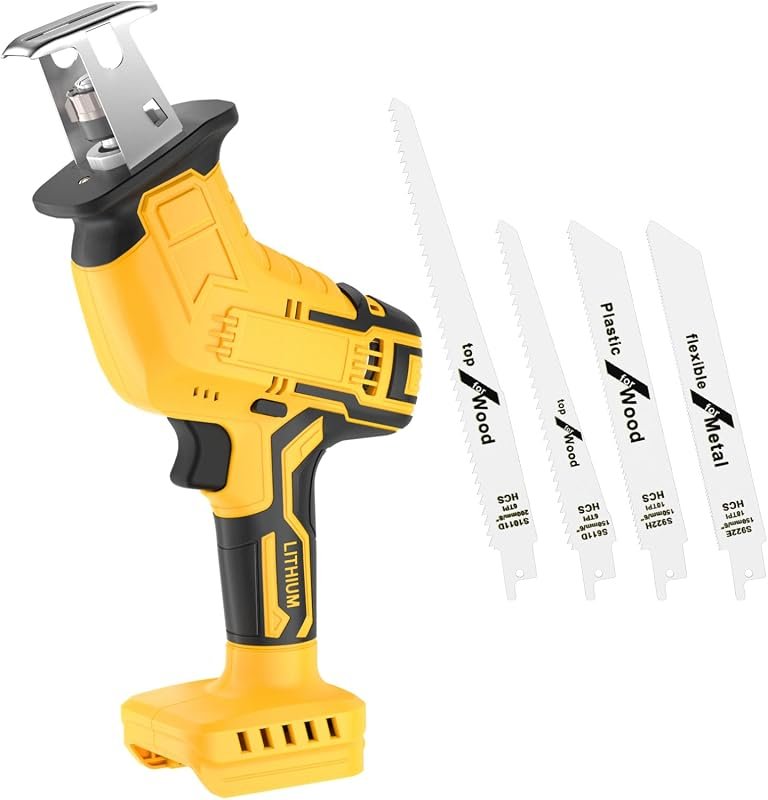 Cordless Reciprocating Saw for DeWalt 20V Battery, 3500 SPM, 4 Blades