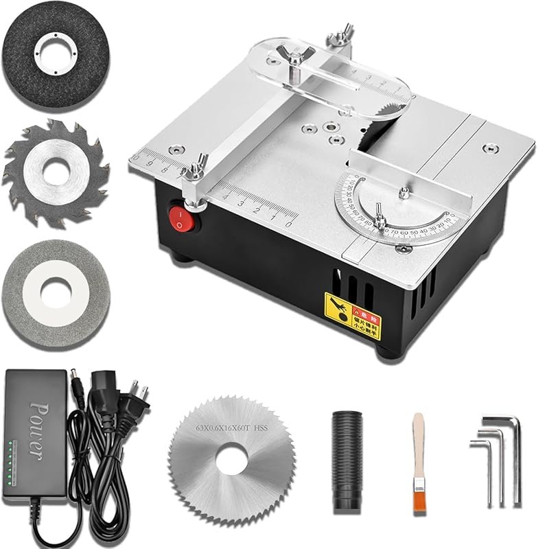 Precision Mini Electric Table Saw for DIY Woodworking, Adjustable Dept