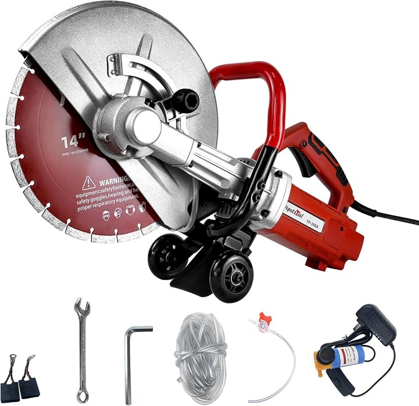 14-Inch Electric Circular Concrete Saw, 3500W Wet/Dry Cutter with 4.8-