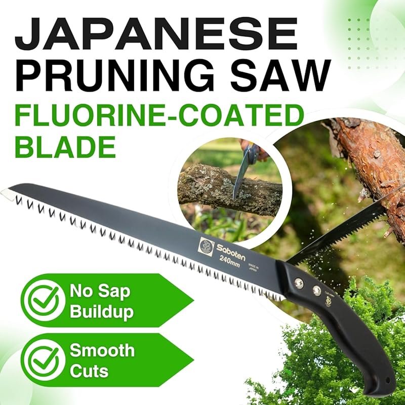 Saboten 9.4-Inch Japanese Pruning Saw with High-Carbon Steel Blade and