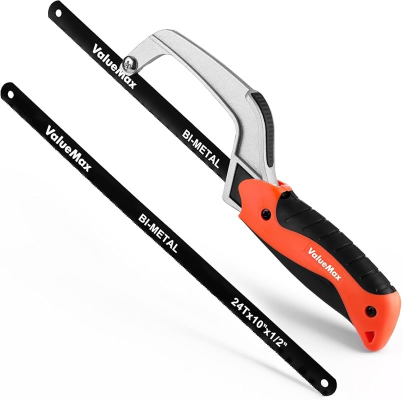 ValueMax Mini Hacksaw, Compact Aluminum Metal Cutter with Extra Bi-Met