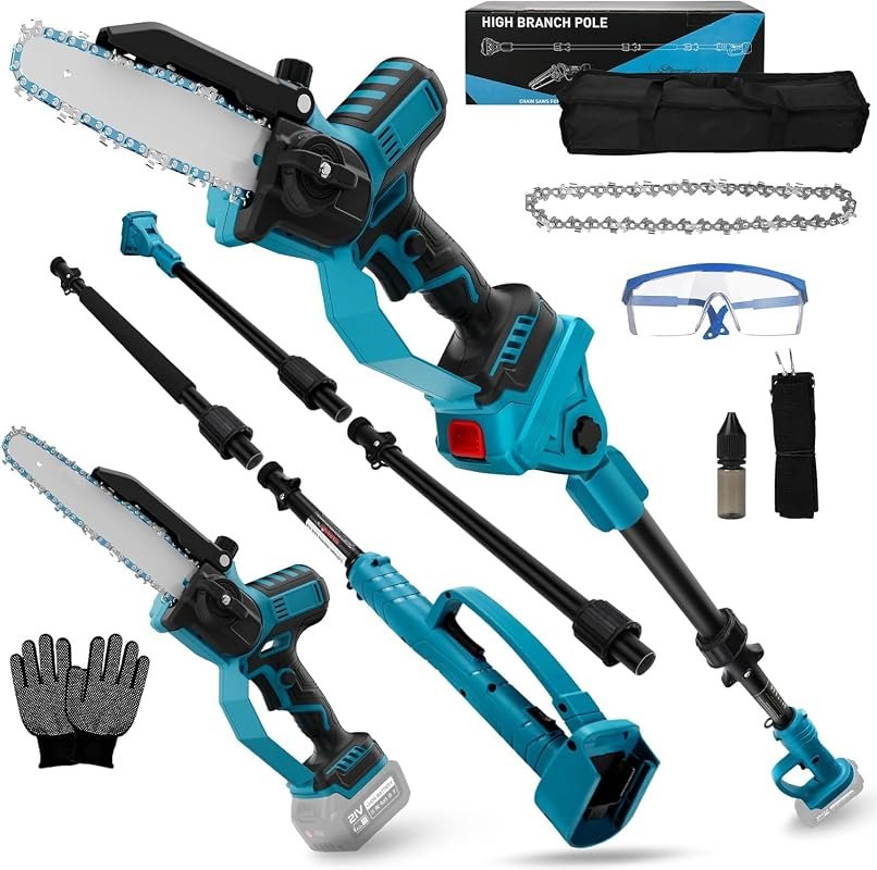 8-Inch Cordless Pole Saw for Makita 18V Batteries with Extension Pole