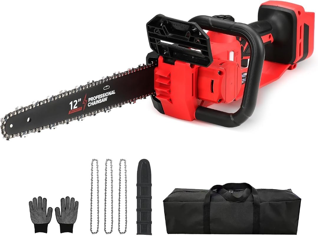 Brushless 12-Inch Cordless Chainsaw for Milwaukee M18 Battery, Auto-Oi