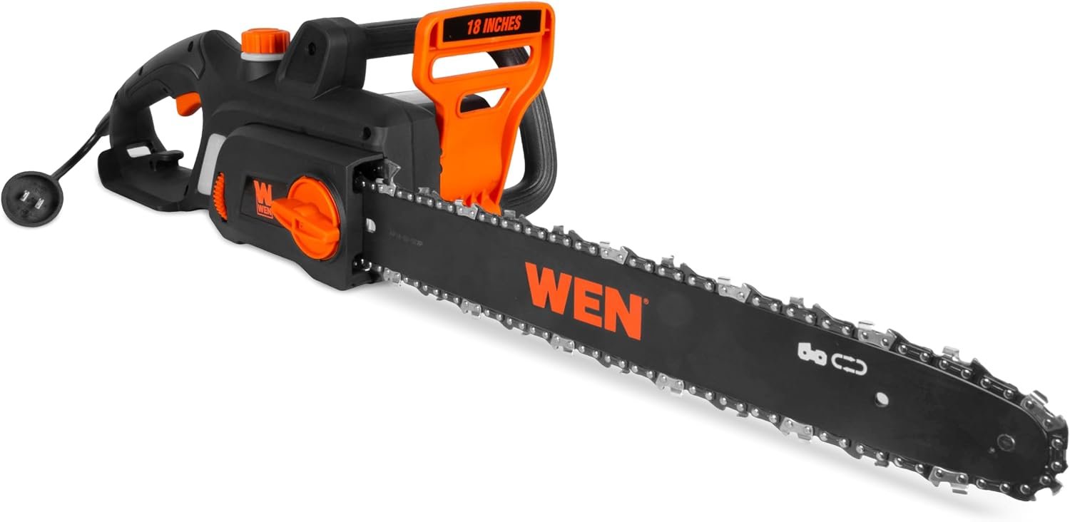 WEN 15-Amp 18-Inch Corded Electric Chainsaw for Fast Cutting Performan