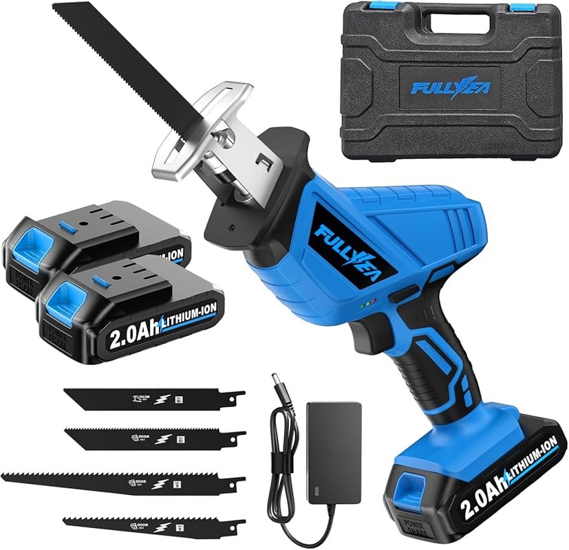 FULLYEA Cordless Reciprocating Saw, 3500 SPM, 4 Blades, Tool-Free Chan