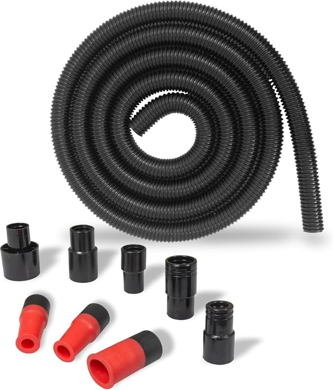 10-Foot Dust Collection Hose Kit with 8 Attachments for Power Tools an
