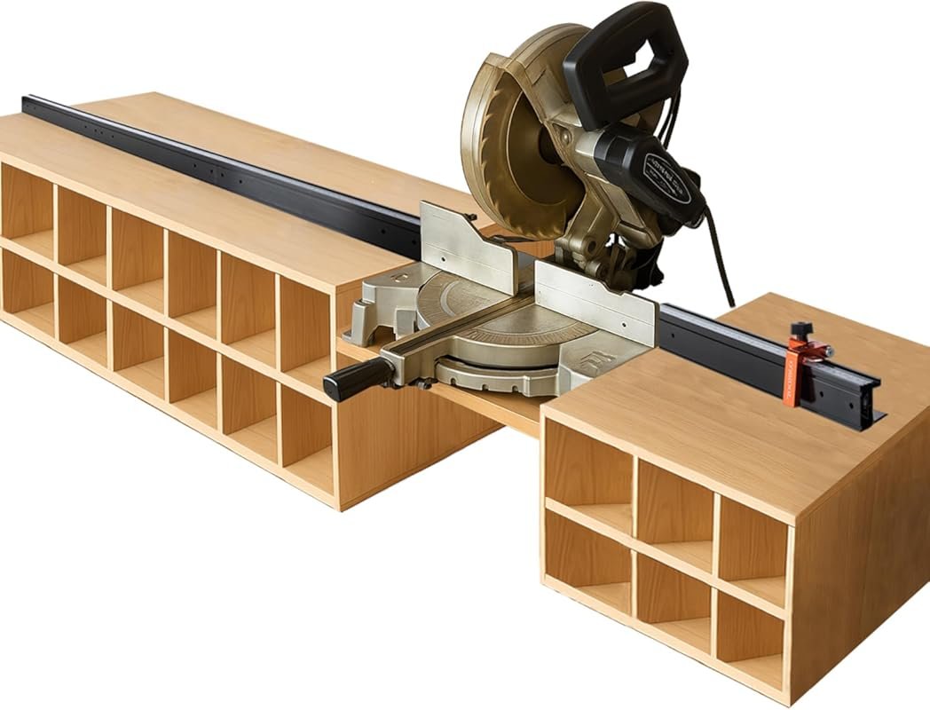 O'SKOOL 68-Inch Adjustable Miter Saw Fence System with Flip Stop and D