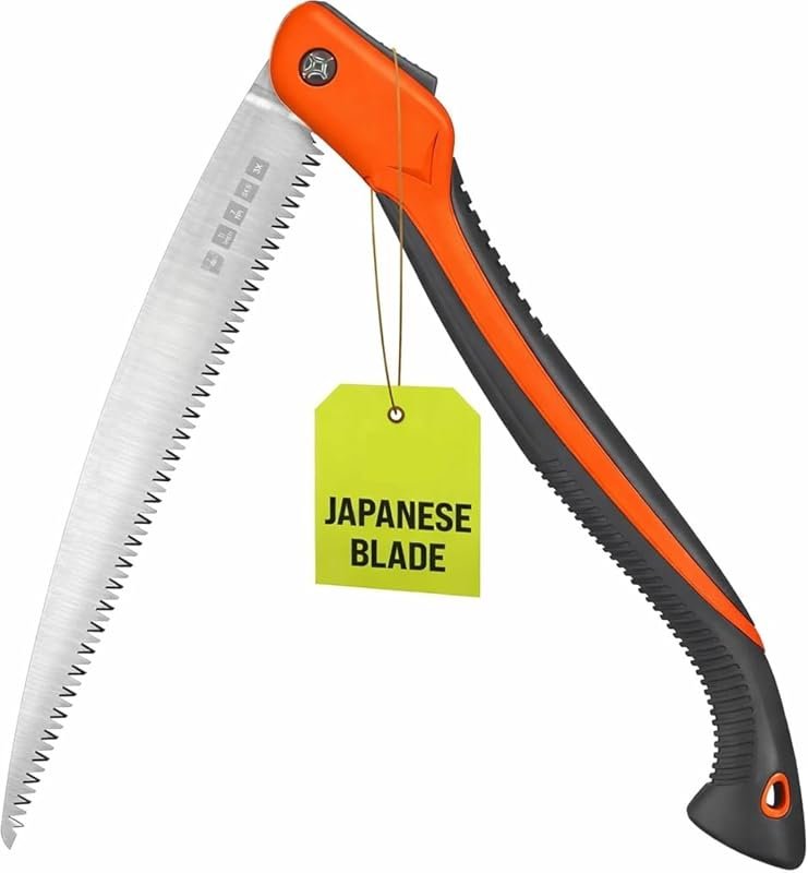 14-Inch Folding Camping Saw with SK5 Triple-Cut Blade for Pruning and