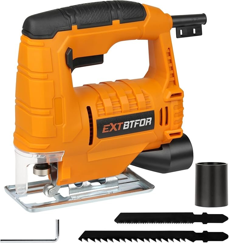 350W Electric Jigsaw with 45-Degree Bevel Cutting, 3000RPM, Dust Exhau