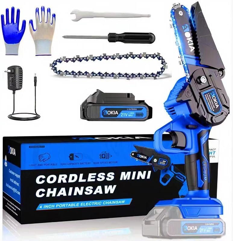 20V Cordless 4-Inch Mini Chainsaw, 1.5Ah Battery, Lightweight Handheld