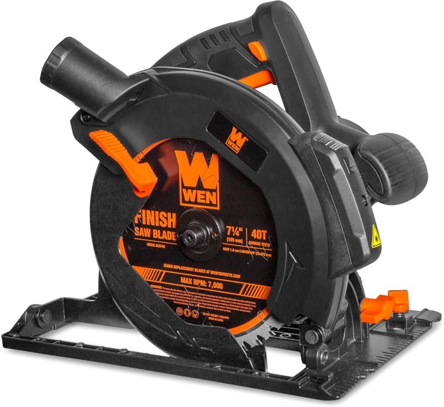 WEN 15-Amp 7.25-Inch Sidewinder Circular Saw with Laser, 2.6-Inch Dept