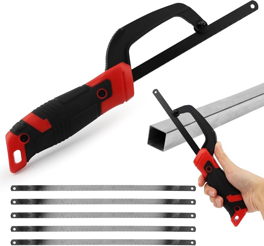 Mini Hacksaw with 5 Replacement Blades, Compact Hand Saw for Precision