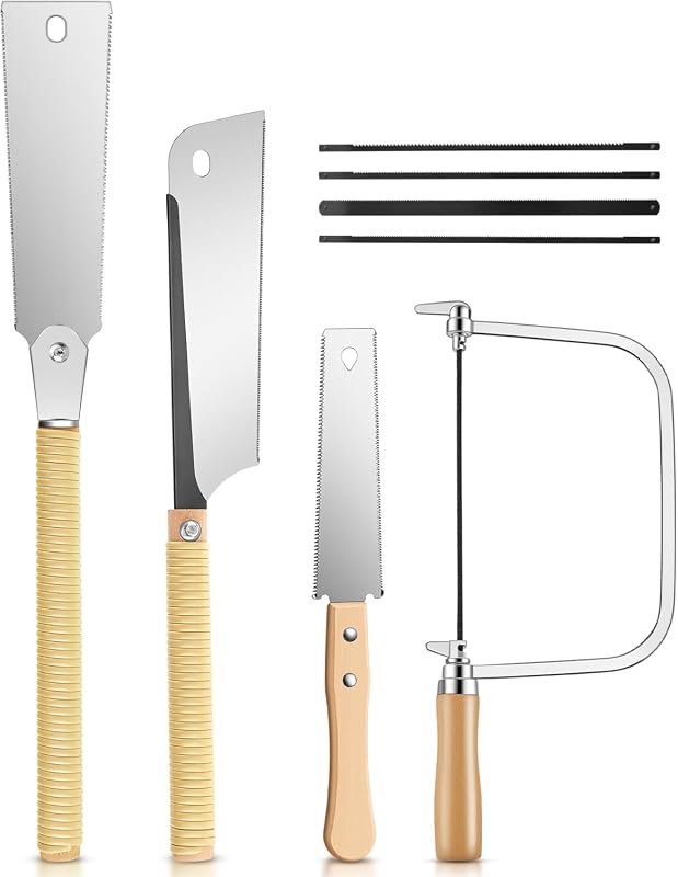 Japanese Double-Edge Saw Set, 8-Piece SK5 Steel Pull Handsaw Kit with