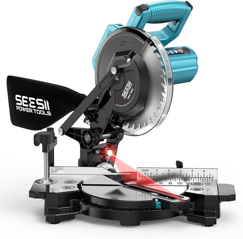 SEESII 8-Inch Compact Compound Miter Saw with Laser Guide, 4900RPM, Si