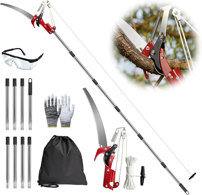Extendable Pole Saw for Tree Trimming, 10.8FT Manual Branch Cutter wit