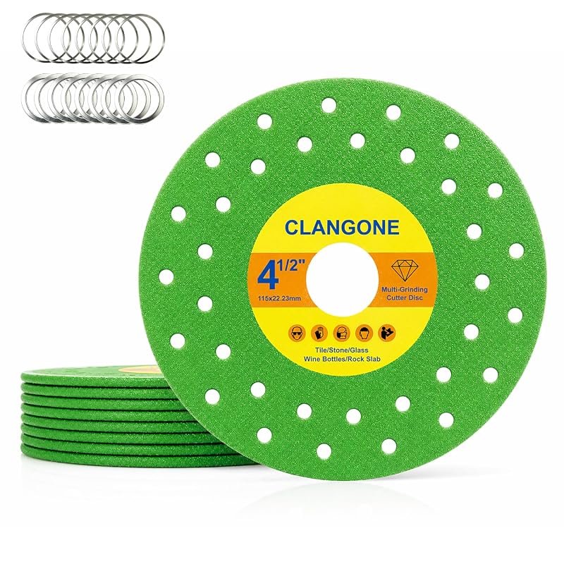 8-Piece 4-1/2-Inch Diamond Tile Saw Blade Set for Dry or Wet Cutting