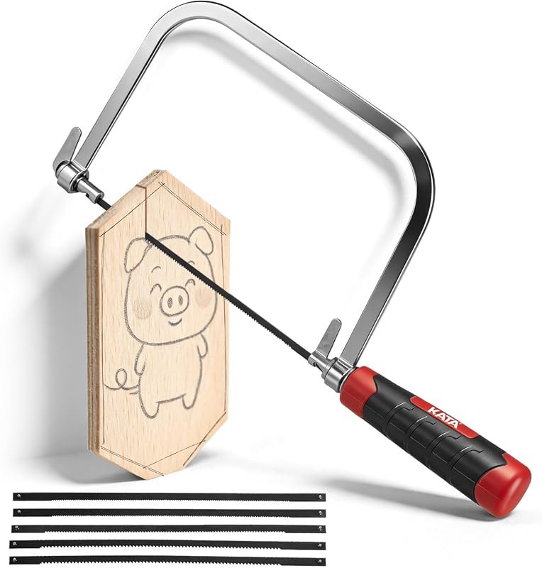 KATA 6.5-Inch Coping Saw for Woodworking, Precision Hand Saw with 6 Re