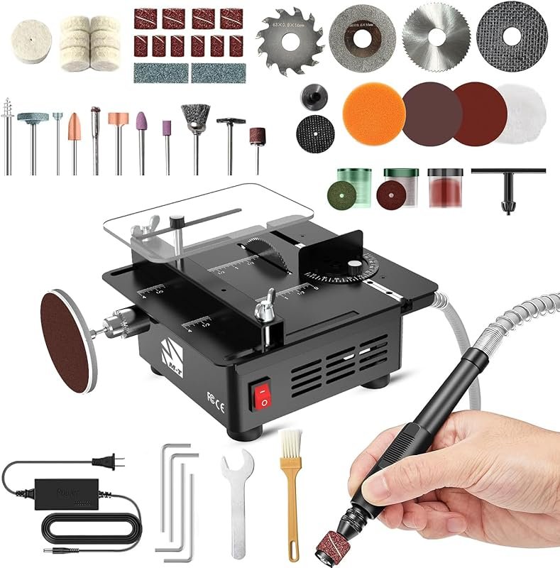 M-T Mini Table Saw for Crafts, 7-Speed Desktop Hobby Saw for Wood, PCB
